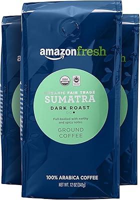 AmazonFresh Organic Sumatra Dark Roast Coffee, 12 oz